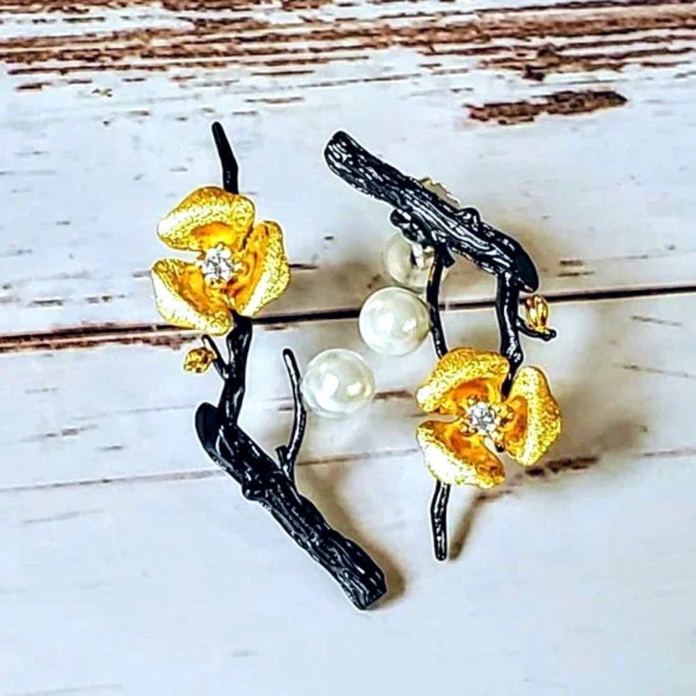 Pearl Branch Sterling & 14 kt Earrings